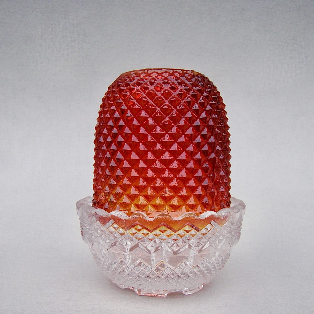 rare small victorian clarke pyramid orange glass fairy light circa 1880