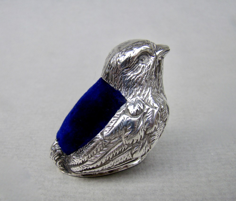 edwardian silver fledgling pin cushion by sampson mordan sheffield 1905