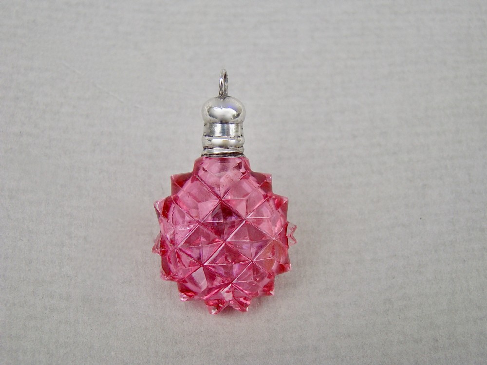 rare miniature silver cut glass chatelaine scent bottle circa 1860
