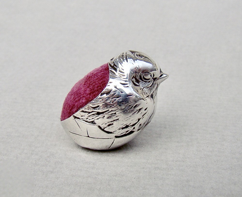 small edwardian silver hatching chick pin cushion by sampson mordan co chester 1909