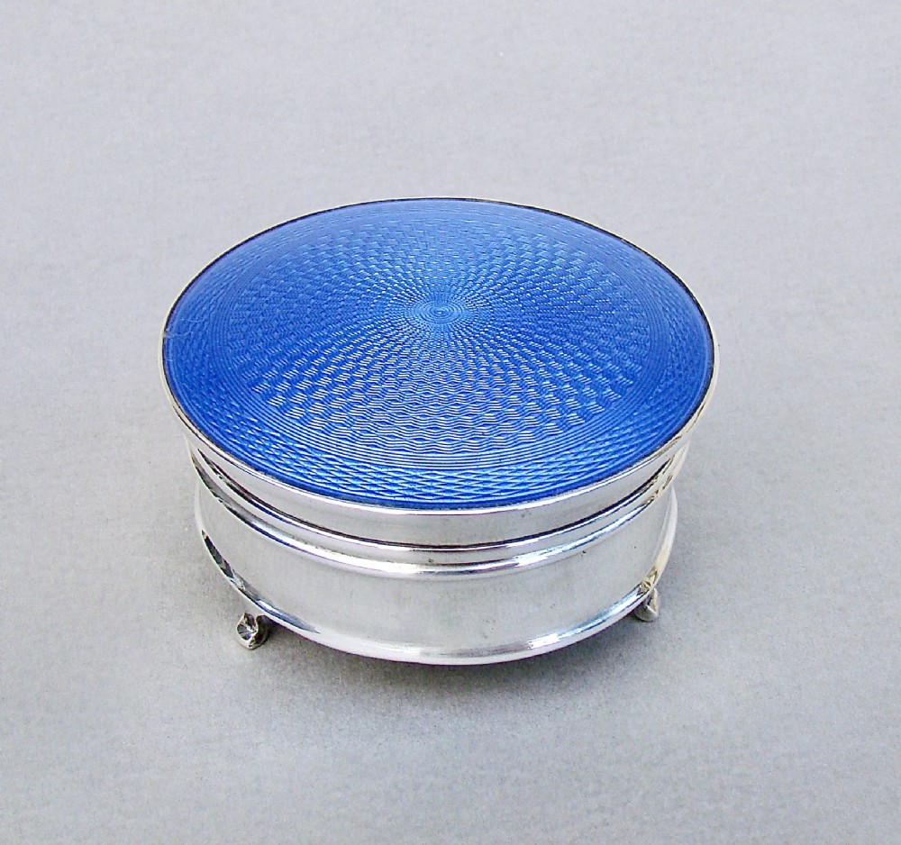 fabulous art deco silver and guilloche enamel jewellery box by deakin francis birmingham 1925