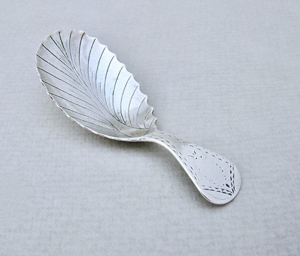 georgian silver leafshaped silver caddy spoon by smith hayter london 1800
