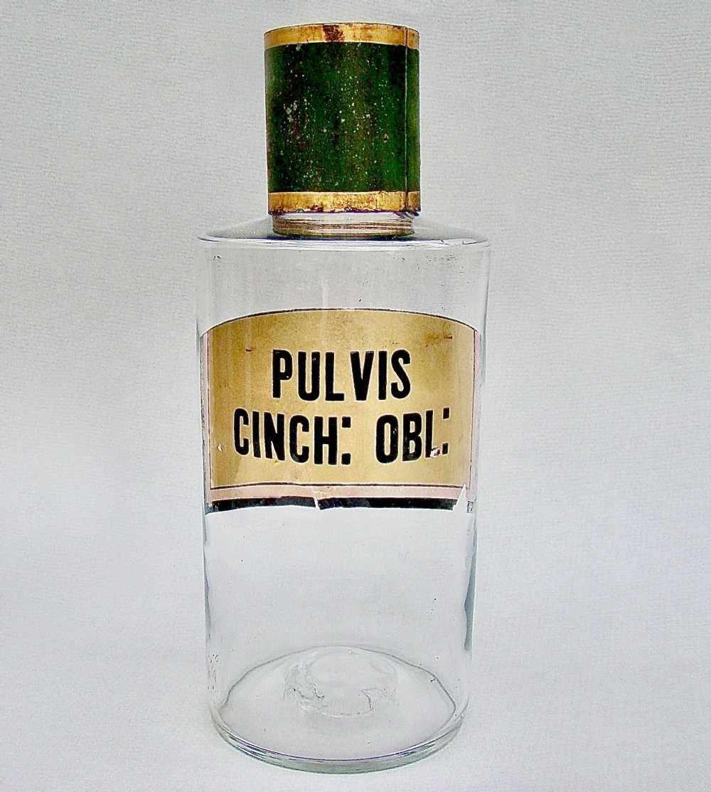 unusual 19th century french gilt label glass apothecary jar circa 1890