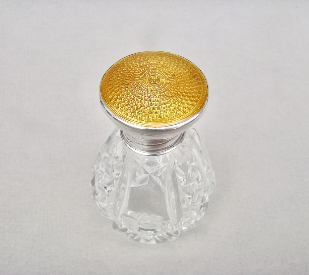 stunning art deco silver guilloche enamel scent bottle by walker hall birmingham 1927