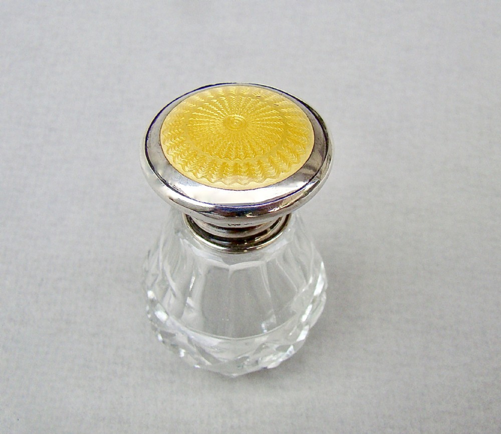 small art deco silver guilloche enamel scent bottle by kimberley hewitt ltd birmingham 1927