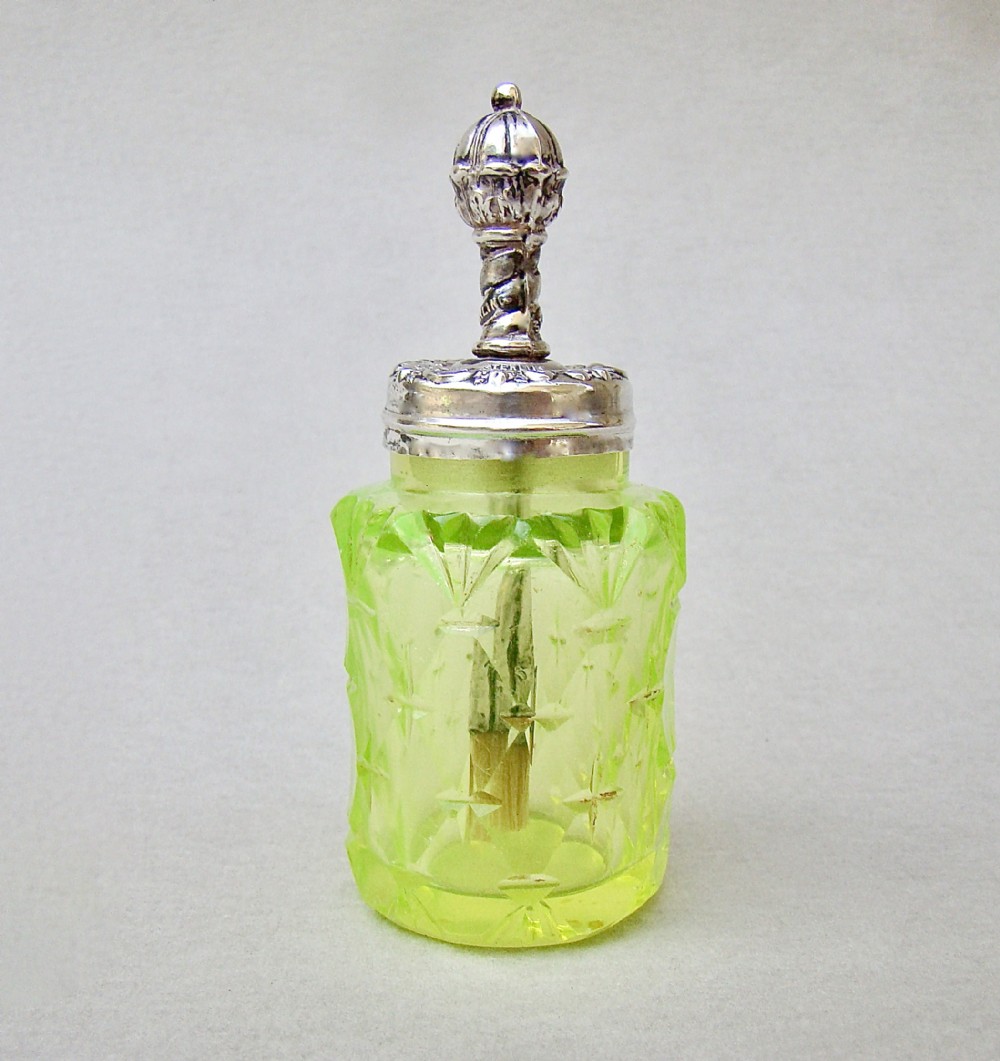 unusual victorian sterling silver mounted cut glass glue pot circa 1890