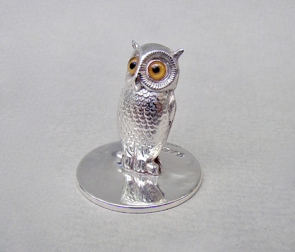exquisite edwardian silver sampson mordan owl place card holder chester 1909