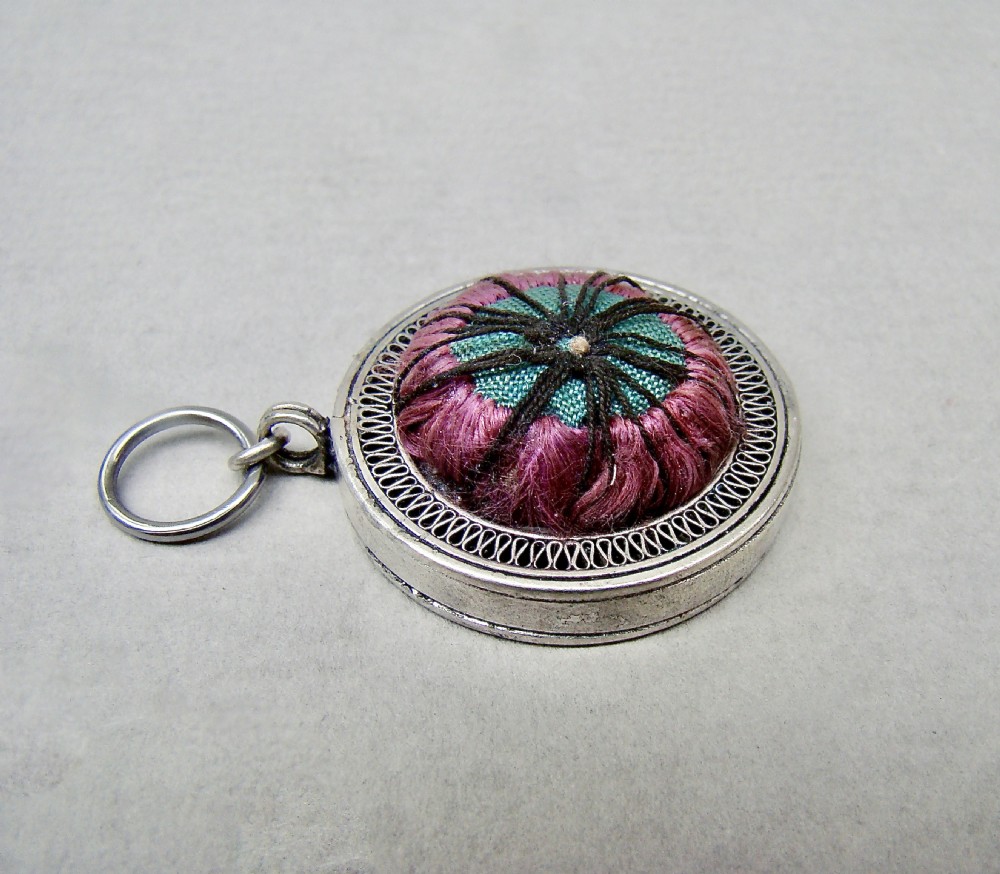 rare georgian silver filigree wheel chatelaine pin cushion circa 1790