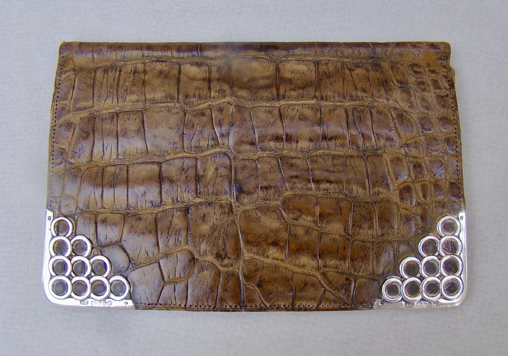art nouveau silver mounted crocodile card case wallet by julian coppo co london 1901