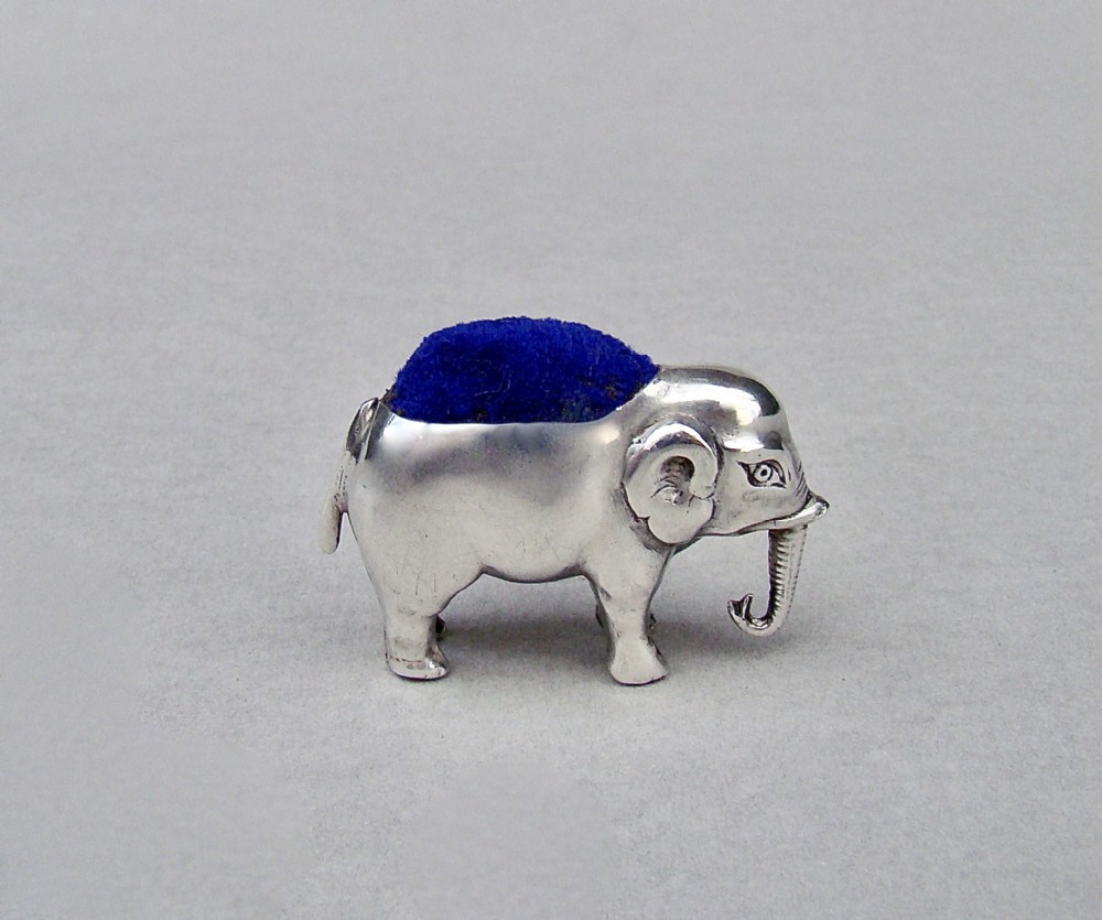 small edwardian silver elephant pin cushion by adie lovekin birmingham circa 1900