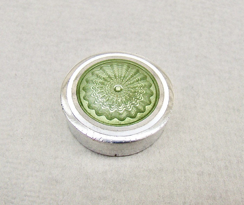 continental silver and guilloche enamel pill box circa 1900