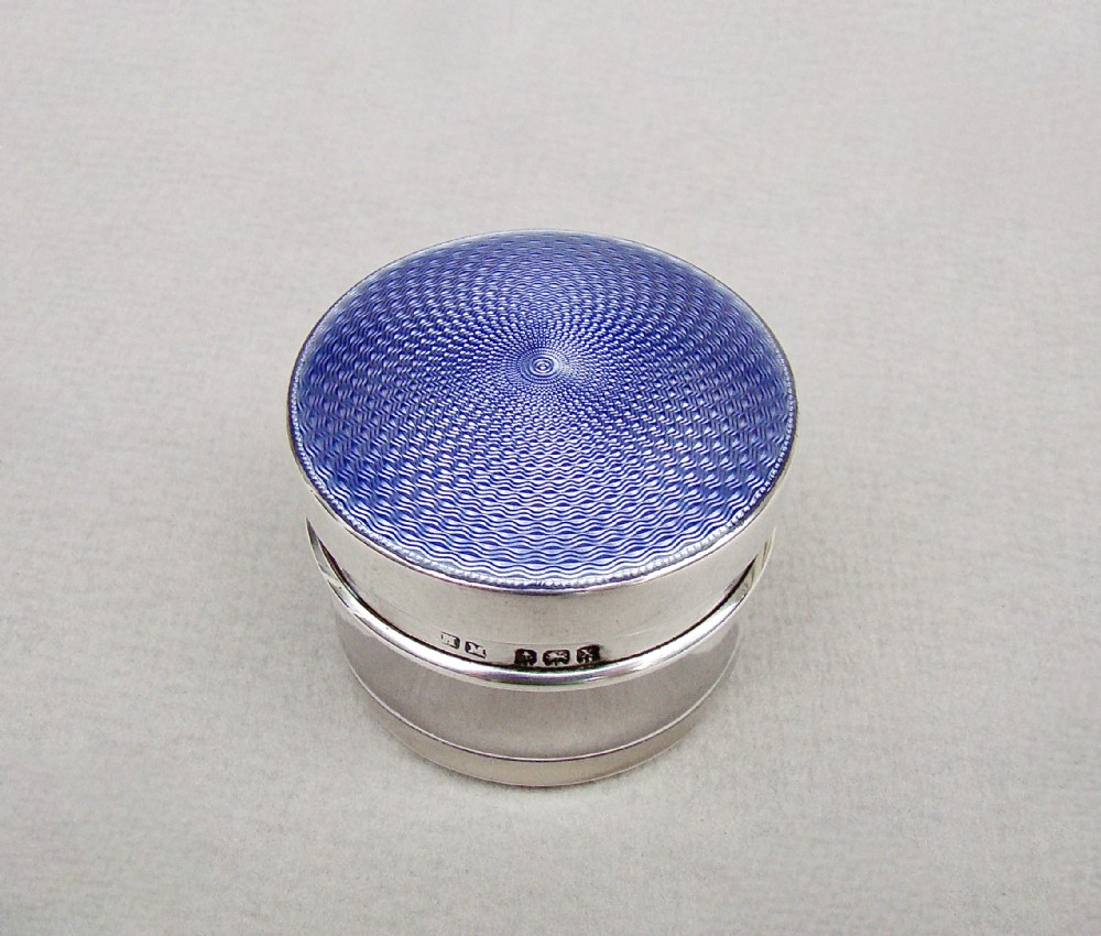 exquisite silver guilloche enamel small dressing table jar by henry matthews birmingham 1922