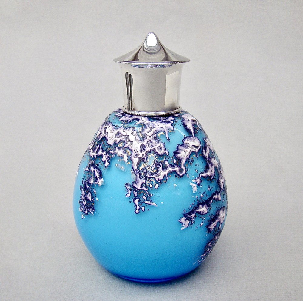 unusual george v silver opaline textured glass scent bottle by samuel jacobs london 1910