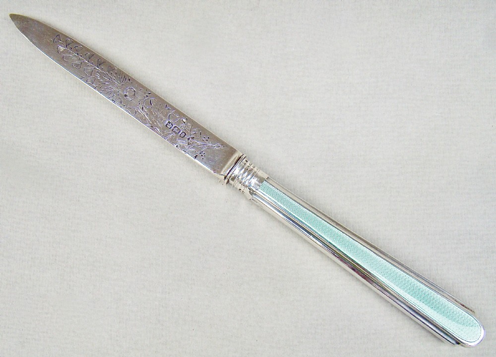 stunning silver and guilloche enamel letter opener by martin hall co sheffield 1900