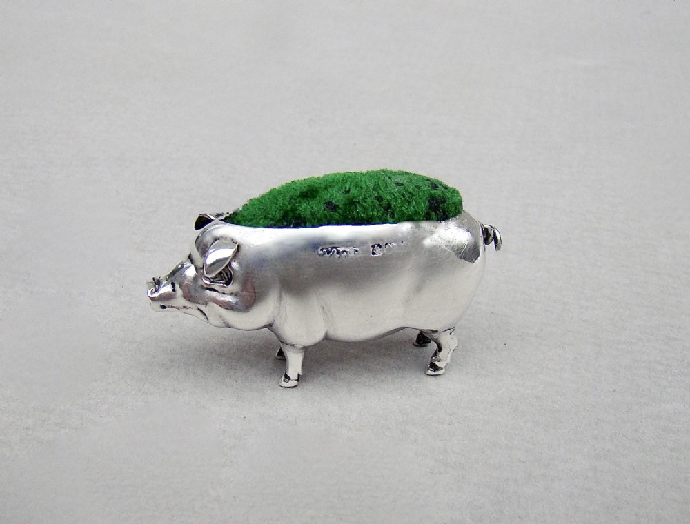 edwardian silver pig pin cushion by adie lovekin birmingham 1902