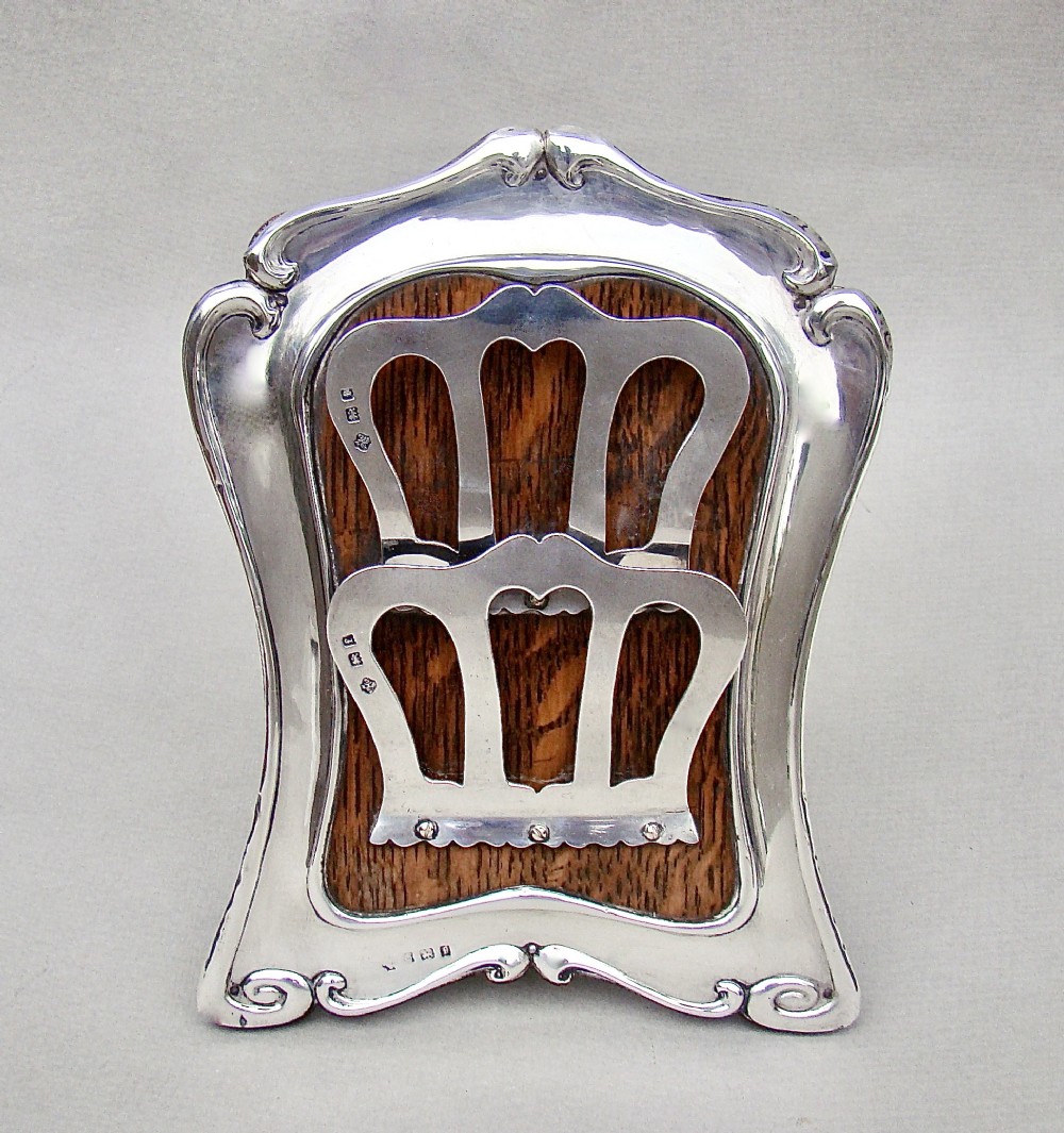 rare art nouveau solid silver letter rack frame by william hutton sons birmingham 1905