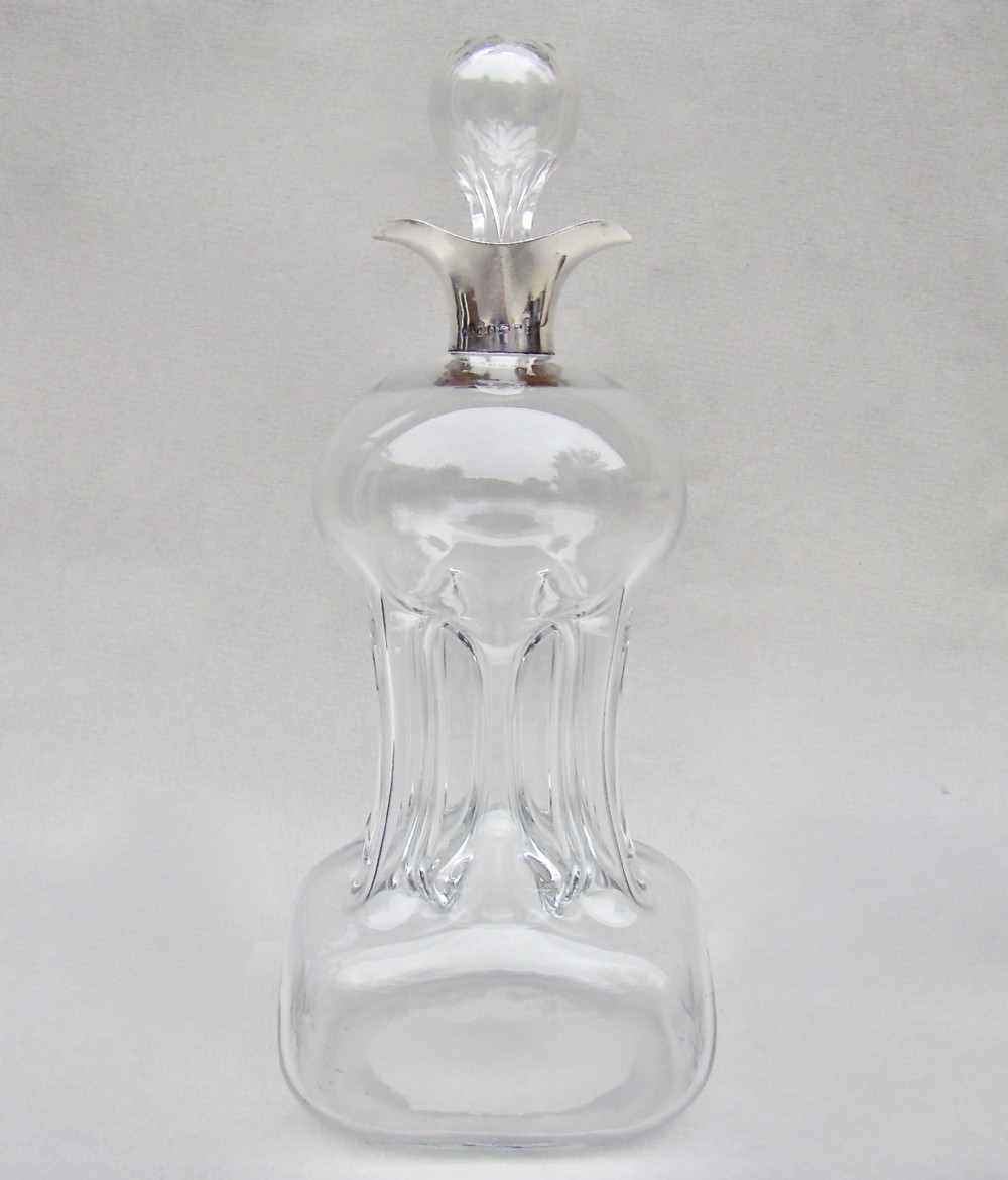 fabulous silver glass glug glug decanter by hukin heath birmingham 1924