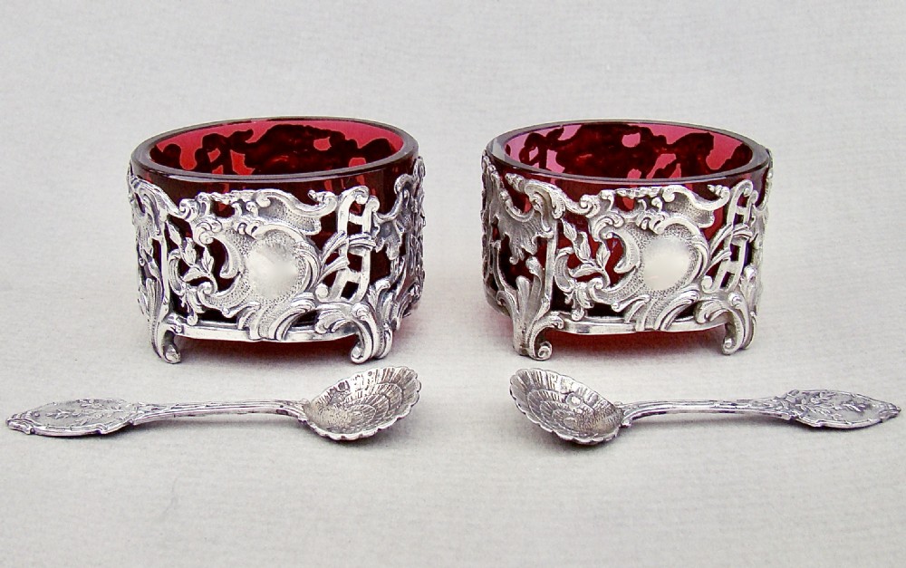 rare pair of 19th century french silver salts spoons circa 1890
