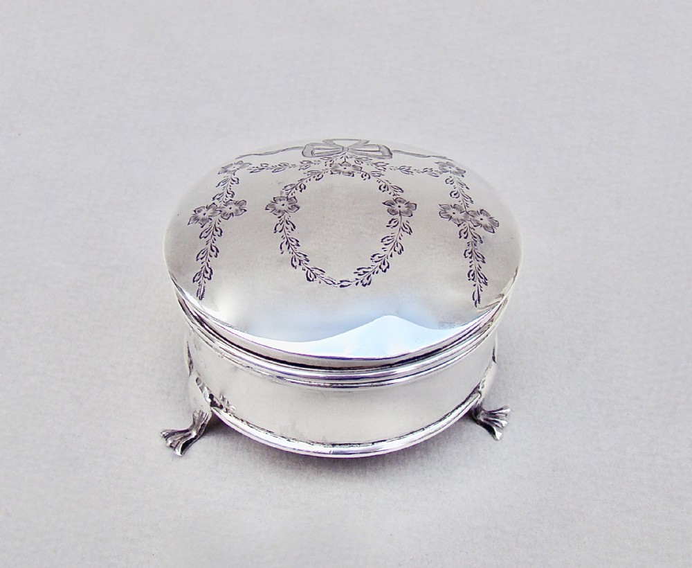 delightful george v silver jewellery box by a j zimmerman birmingham 1910