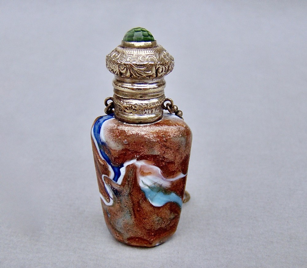 rare murano aventurine glass perfume bottle circa 1850