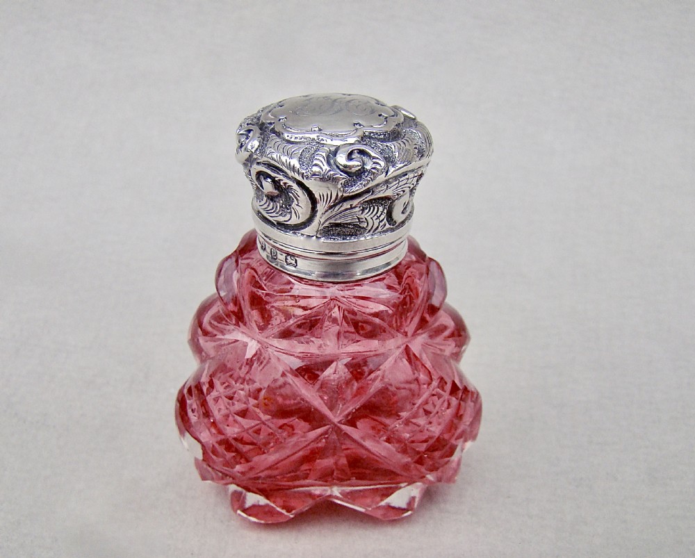 victorian silver slicedcut glass scent bottle by the mousley brothers birmingham 1898