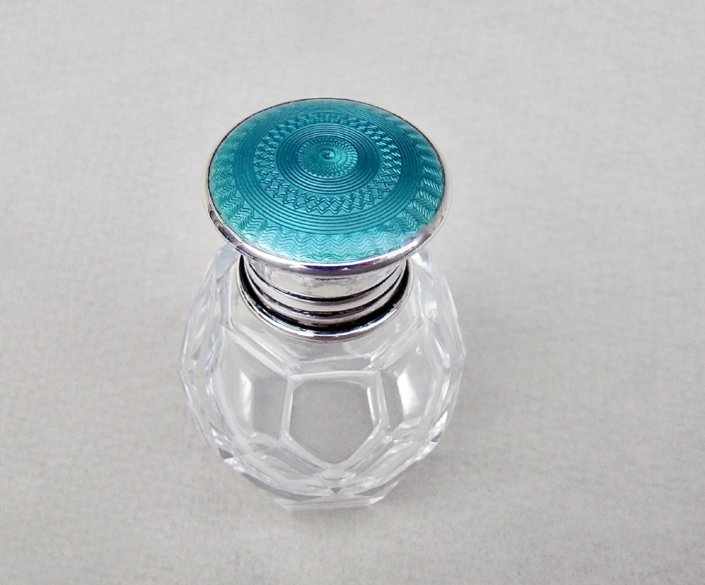 stunning art deco silver guilloche enamel scent bottle by greenberg co birmingham 1929
