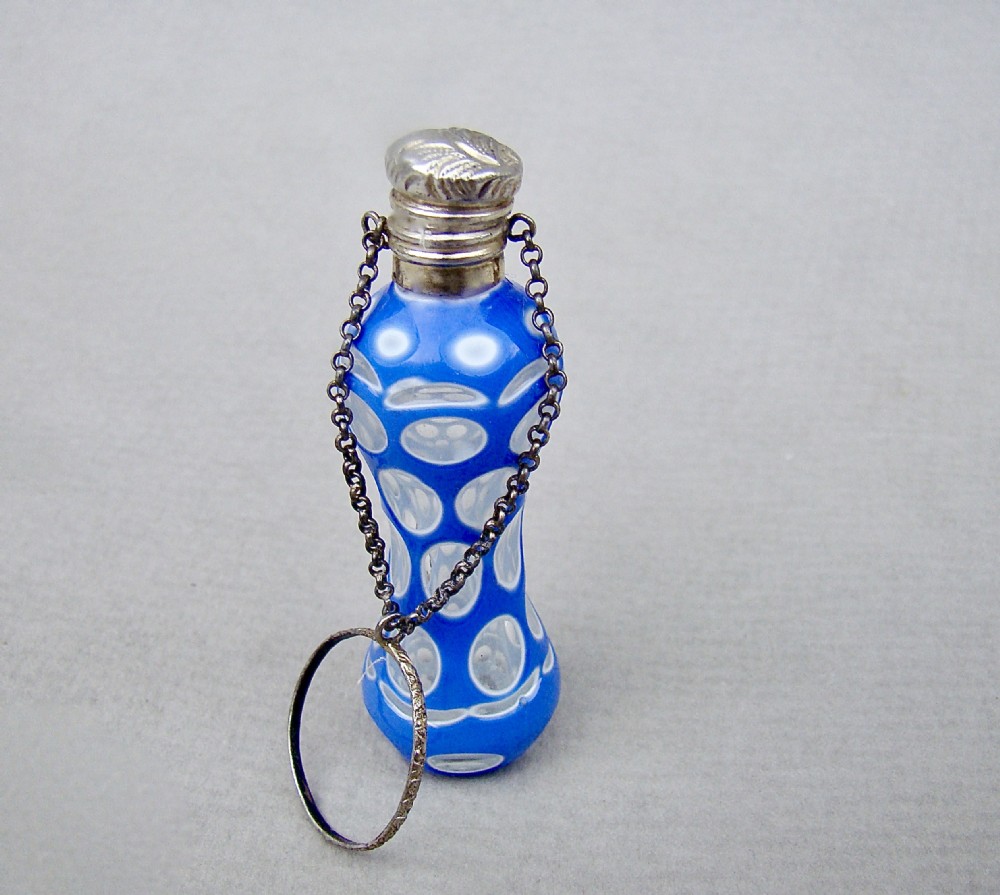 rare 19th c french silver triple overlay glass chatelaine scent bottle circa 1870