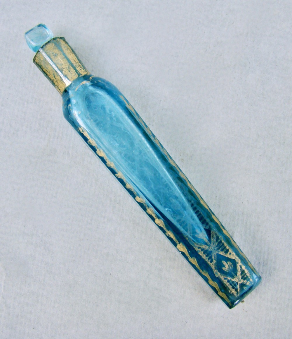 rare small oxford lavender turquoise glass scent bottle circa 1850
