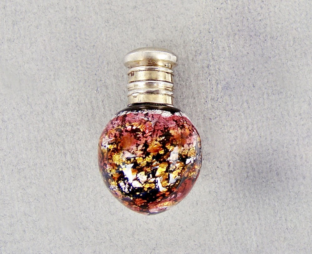 rare 19th c french silver gilt miniature aventurine glass scent bottle circa 1890