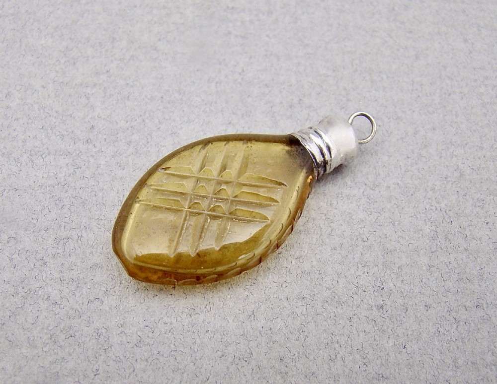 miniature georgian silver cut glass scent bottle circa 1800