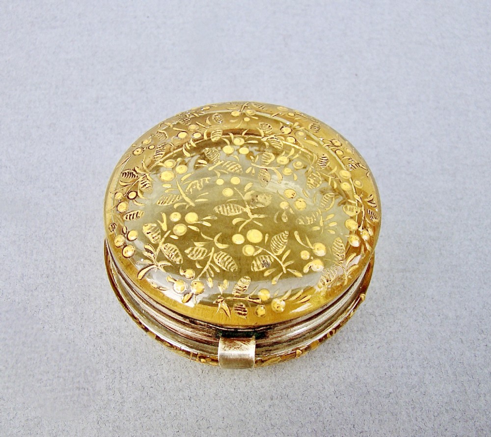 rare 19th c french enamelled amber glass trinket box circa 1890