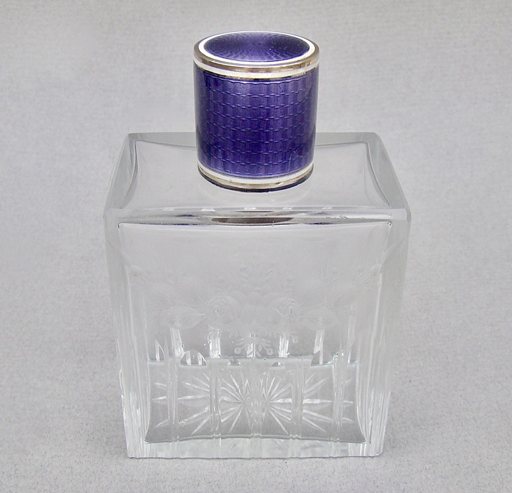 fabulous french sterling silver guilloche enamel scent bottle circa 1910
