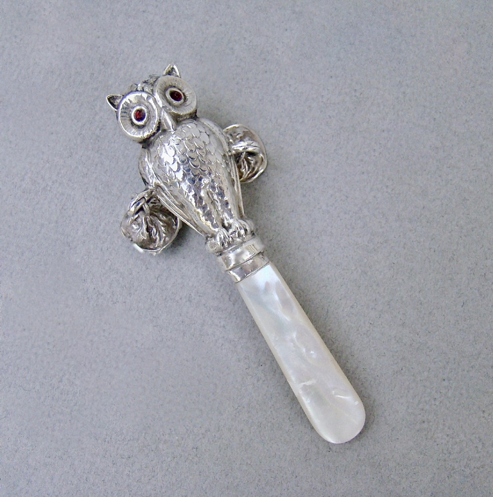 george vi silver owl rattle by crisford norris birmingham 1939