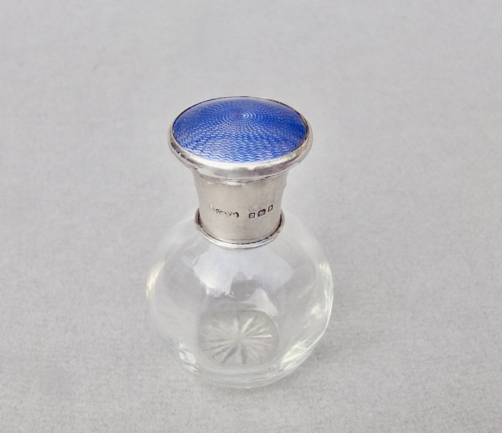 delightful art deco silver guilloche enamel scent bottle by wolfsky co london 1929
