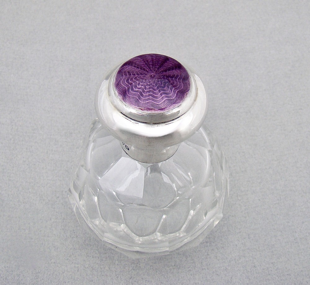 george v silver guilloche enamel scent bottle by james deakin sons chester 1913