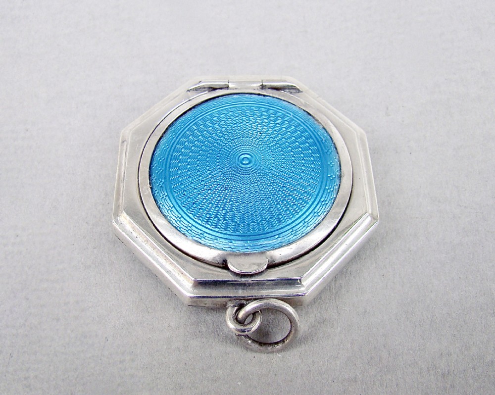 art deco silver guilloche enamel compact by henry matthews birmingham 1922