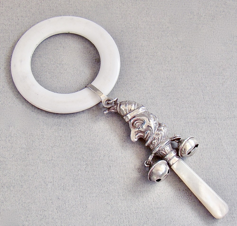 midcentury novelty silver mr punch rattle by crisford norris
