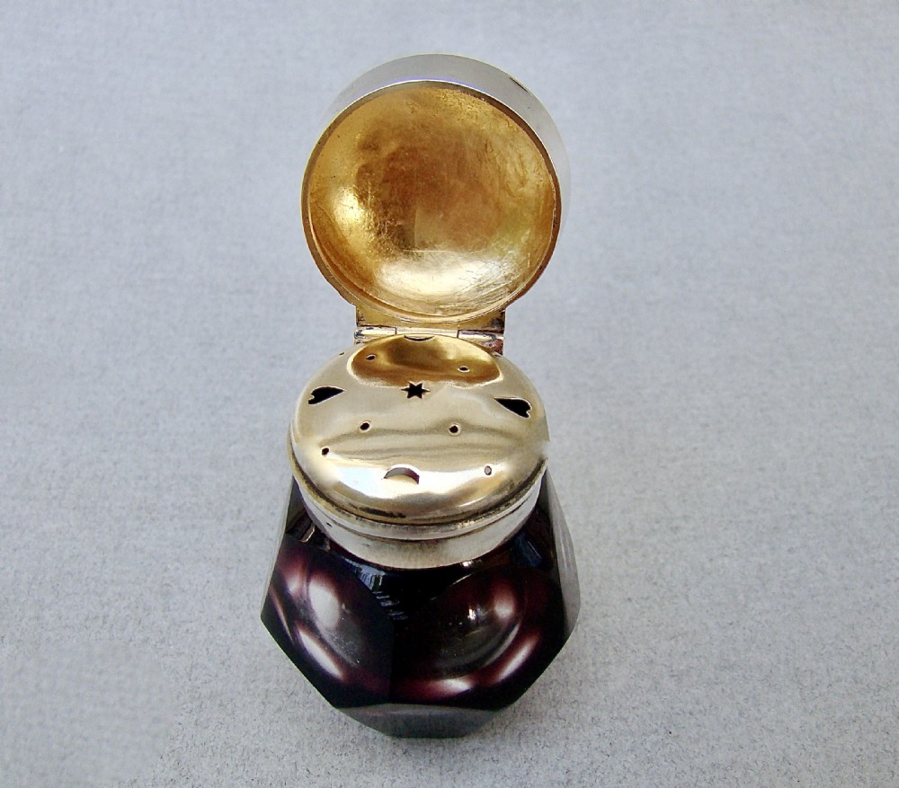 rare victorian silver amethyst glass vinaigrette circa 1890