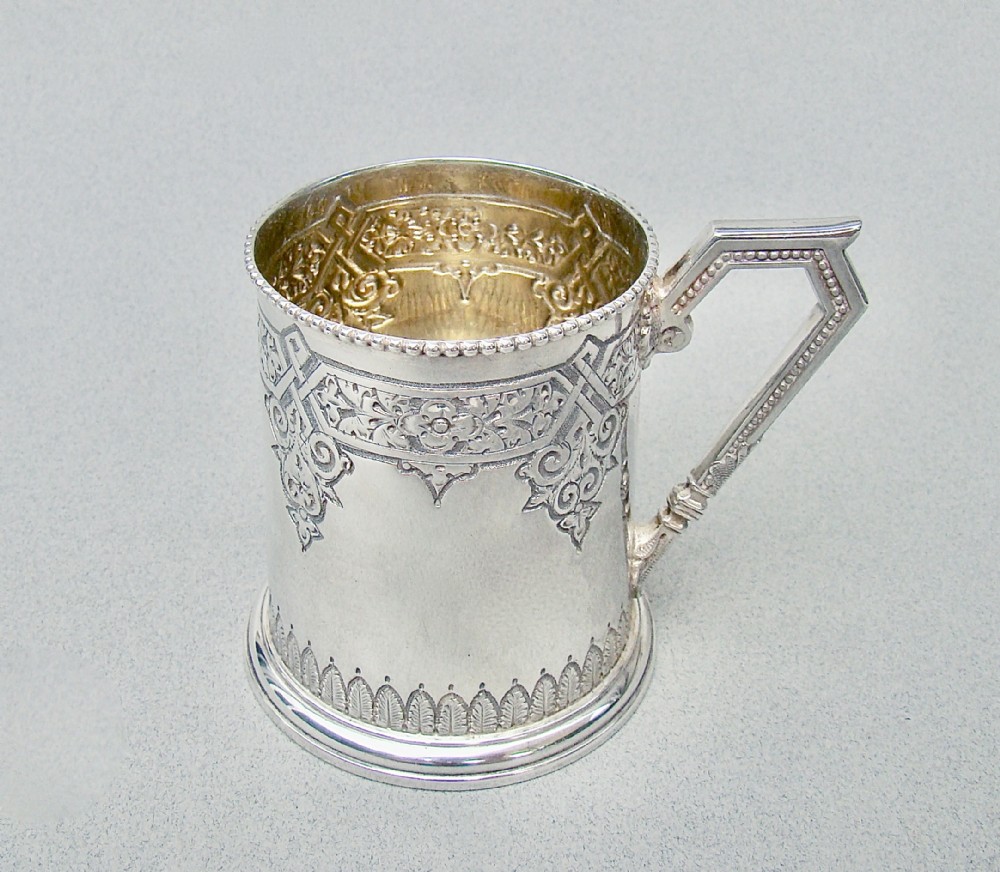 exquisite victorian silver christening mug by the fenton brothers sheffield 1884