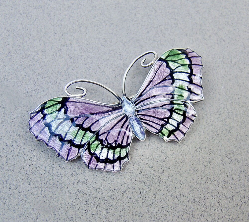fabulous large art nouveau silver guilloche enamel butterfly brooch by john atkins circa 1910