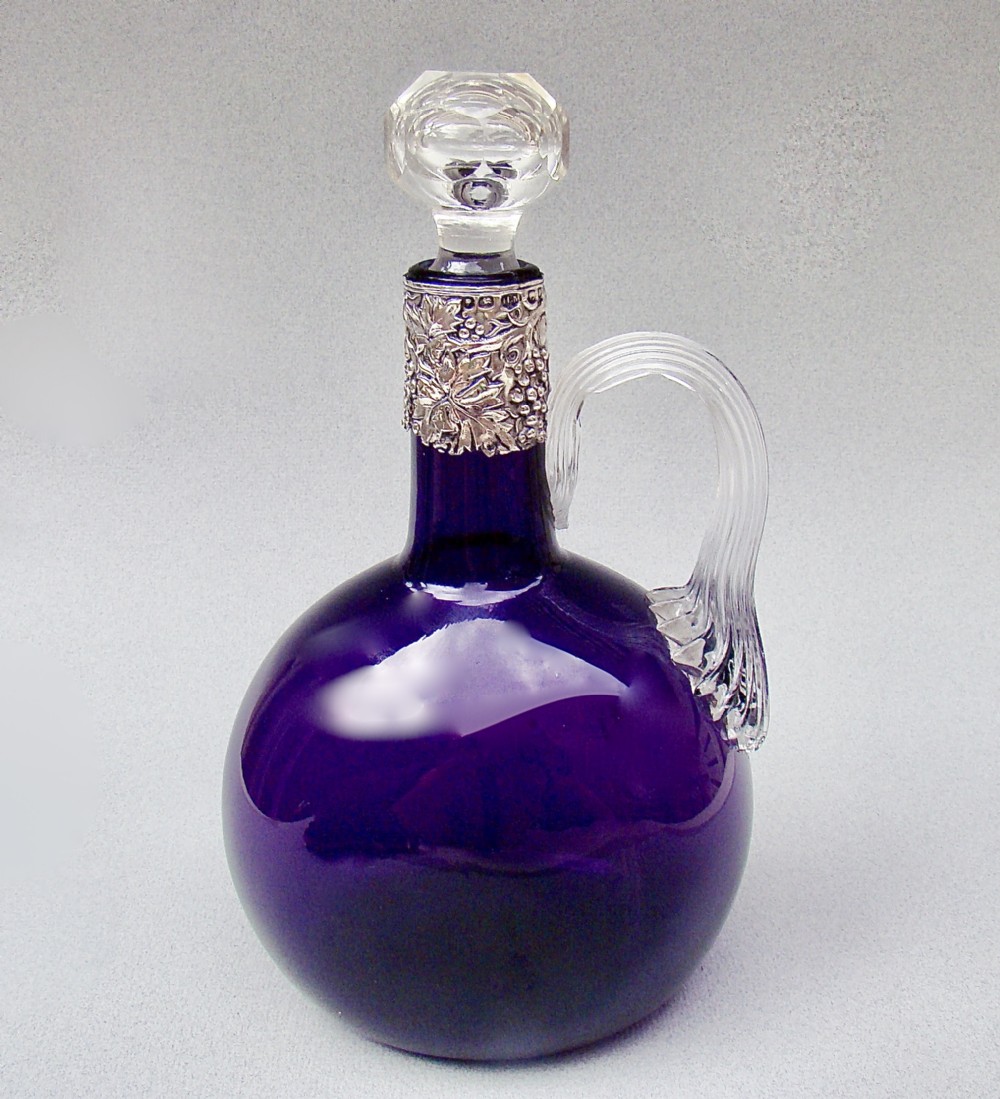 victorian silver mounted amethyst glass decanter by henry matthews birmingham c 1875