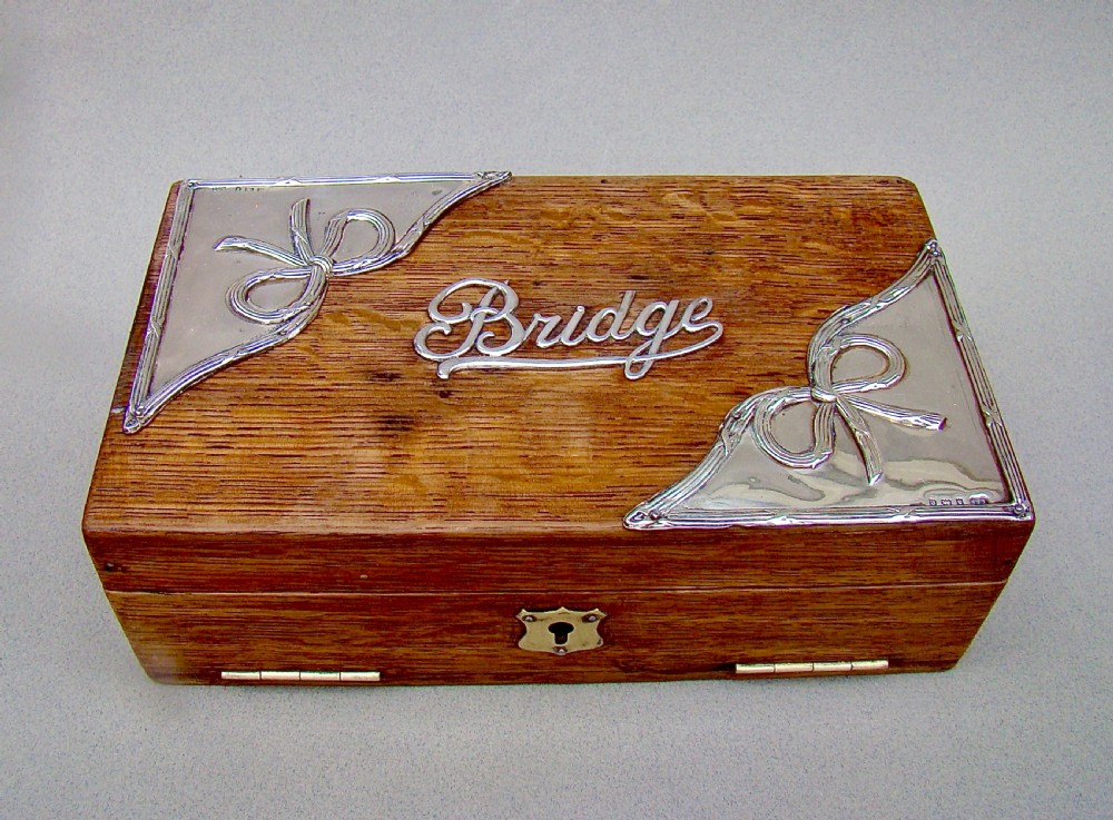 edwardian silver mounted bridge playing cards box by levi salaman birmingham 1904