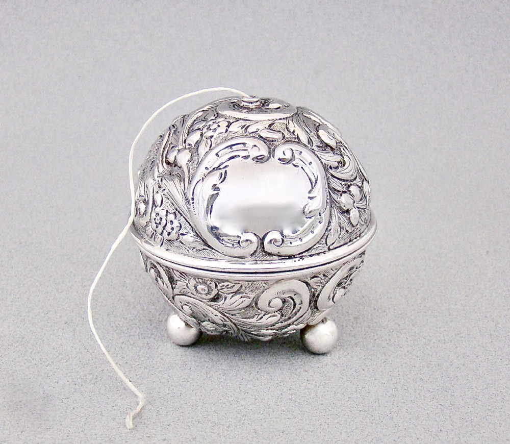 rare victorian silver string box by william comyns london 1892