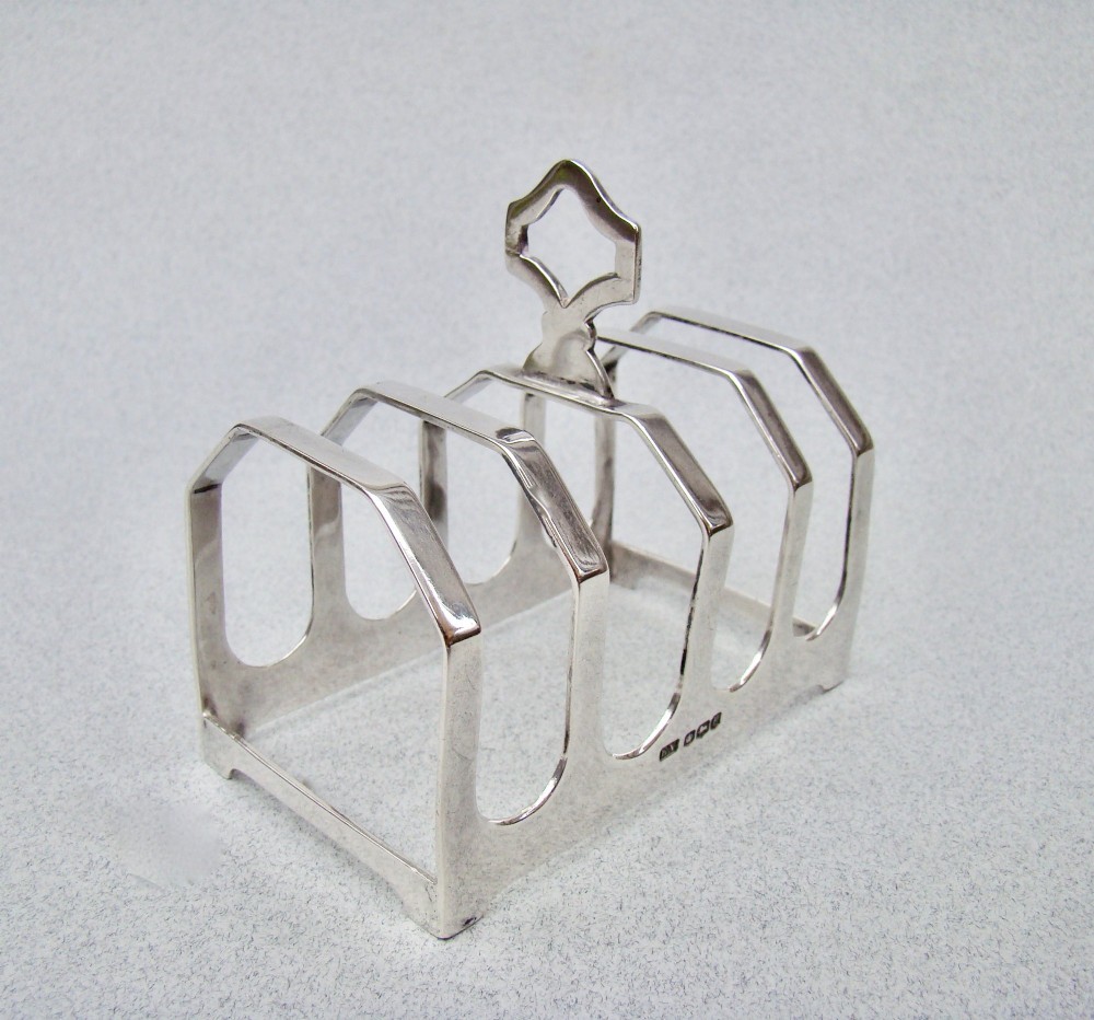 art deco solid silver toast rack by emile viner sheffield 1932