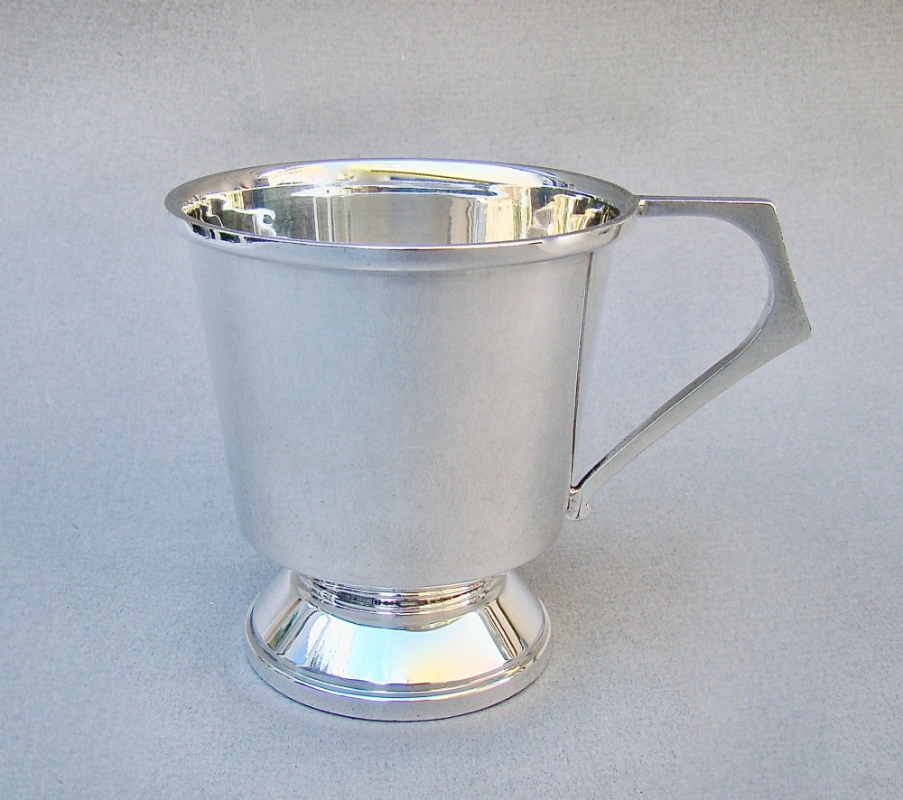 art deco silver christening mug by dennison birmingham 1934